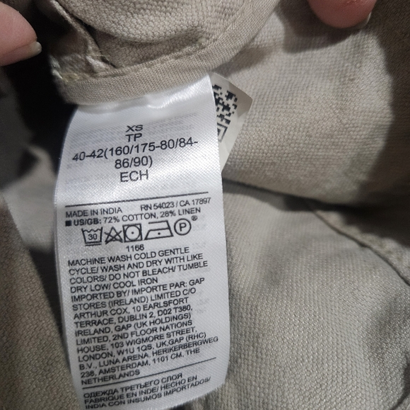 Banana Republic Cropped Utility Jacket Dark Khaki Color Sz Small Cotton & Linen - Picture 11 of 11